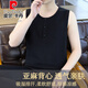 皮尔卡丹亚麻背心男夏季薄款圆领纯色透气凉感棉麻无袖t恤修身休闲马甲男 9896卡其色 L 110-130斤
