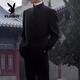 Playboy (PLAYBOY) dk uniform new Chinese style stand-collar tunic suit for men, a complete set of spring and autumn trendy slim shoulder pads, Chinese style suit jacket, tunic suit, white shirt, trousers (free black collar 5XL