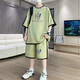 Schüler der Juemingway High School Trendy Marke kurzärmelig T-Shirt Boy Sommer zweiteiliger 1215 Jahre alter Sweatshirt 9928 Schwarz (Kurzarm + Shorts) 2XL (130-150jin [Jin entspricht ca. 0,5 kg]))
