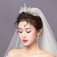 YIBIY Bridal Wedding Headwear Crown Necklace Earring Three-piece Set New Dress Veil Accessories Atmospheric Crown Hair Accessories Women Golden Crown [Simple Clothing]