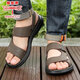 蜻蜓牌男士凉鞋2025新款真皮休闲夏季外穿防滑沙滩鞋软底两用拖鞋 9928棕色【真皮牛皮】 38