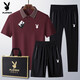 Playboy Playboy Dad Summer Ice Silk Casual Sport Set Мужчина среднего возраста и пожилой рубашки поло с короткими рукавами 40-60 лет 6630-улан три часа
