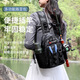 Zhizhou Luya bag multifunctional diagonal waist bag for river fishing, single shoulder fishing gear bag, waterproof and convenient fishing rod bag storage bag, black and gray-canvas scratch-resistant, free rod strap