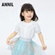 Annai children's clothing girls lapel short-sleeved top 2024 summer new style off-white 90