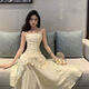 
Ershan Ji French evening dress female celebrity temperament banquet white niche suspender fishtail dress adult gift birthday robe apricot color suspender fishtail dress M