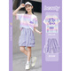 FIDQIOG Girls Summer Quick Dry Sports Set 2025 New Thin Two-Piece Set 9922 Pure Cotton White + 18442 Pure Cotton Purple 120 cm