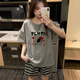 Jaetinwsinn2025 Nouveau pyjamas en coton pur pour femmes en été à manches courtes à manches minces d'été Cartoon Coton Cotton Home Vêtements en deux pièces C723 # [100% coton] L [155-165 cm 100-120Jin [Jin est égal à 0,5 kg]]]