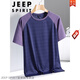 Jeep Spirit Gran tamaño Seda Mesh de seda Camiseta de manga corta para hombres en verano Fat Man más grasa más ropa de secado rápido más grande Sports Flow Sports Bloqueo T 6623 Purple L (100-120Jin [Jin equivale a 0.5 kg])
