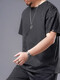 Yicaiwan short-sleeved T-shirt fat ice silk men's suit summer sports quick-drying suit plus fat plus size men's high-end design sense 829 ice silk black suit 2XL average size