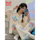 
MIIOW KING Catman Elvis pure cotton pajamas for women Spring and Autumn New Long Sleeve Trousers Loose Cardigan Sweet Cartoon Cute Home Clothing Set 9207 Dingdang Cat M [Suggested 80-100Jin [Jin equals 0.5 kg]]