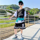 
Children's boys summer thin short-sleeved medium-sized children's new quick-drying sports boys basketball uniform suit No. 9 basketball uniform - black 150 Recommended height 140-150