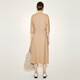 
LESS spring cotton skirt for women casual temperament V-neck waist short-sleeved dress 2N3G14110 254/paper brown XS