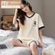Modal Summer Pyjamas für Frauen, Baumwolle, große Größe, kurze Ärmel, dünnes zweiteiliges Set für die koreanische Version, Frühling und Herbst, können außerhalb von Heimkleidung, Farbe, Farbe, GXT66636 Bildfarbe, M (Empfohlen 75-95 Jin [Jin Equals Equals Equals]) getragen werden.