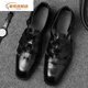 Star Yuan Three en cuir sandales en cuir véritable cuir creux de papa Summer des chaussures en cuir à toe carrée douce pour hommes
