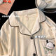 Winter mist pajamas for women pure cotton spring and summer 2024 new style for wearing short-sleeved thin cartoon loose casual home clothing set 9923 apricot [with chest pad/long sleeve + trousers] M Recommended weight 85-100 Jin [Jin equals 0.5 kg]