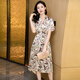 Ehangy International Light Light Light Luxury Dress Женское лето 2025 г. Новая удобная тонкая цветочная шелковая шелковая юбка мода Beige [высококачественная подарочная коробка] xl