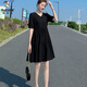 Woodpecker Small Dress Summer Women's 2025 New Age Reducing Temperament French Waist Slimming Skirt Women's Clothing Summer Black M [Suggested 100-115Jin [Jin equals 0.5 kg]]