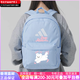 阿迪达斯 （adidas）【定制包】  经典3道杠徽标个性印花拉链开合 织物 双肩包 女款 发光蓝