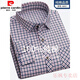 Pierre cardin new men's long-sleeved shirt spring and autumn thin cotton plaid loose iron-free business shirt 848-long sleeves with pockets Thin M (100-115Jin[Jin equals 0.5 kg])