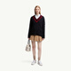 Moncler Frauen mit V -Ausck -Baumwoll- und Wolle -Mischpullover - Marine Blue S