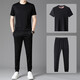 ZHIDOUDOU ice silk short sleeve shorts suit men's summer thin style with handsome casual sports suit including 13601 trousers suit gray M /165
