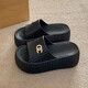 
Sandals for women in summer wear 2025 new thick-soled beach sandals Internet celebrity women casual lazy fashion flip flops black 37-38