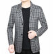 NJSKAKW suit men's middle-aged and young men's small suit tops for spring and autumn suit casual jacket slim fit plaid single thin 866 houndstooth-khaki M 170/88A Recommended 80-110Jin [Jin equals 0.5 kg]