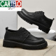 Cartelo Lederschuhe Herren Frühling Atmungsfreie Geschäftslöser lässig Britisch im britischen Stil vielseitig großer Kopf dicker Sohle hoher und niedriger Top Martin Boots Black 6625 Vier-Jahreszeiten Modell 42 Standard Lederschuhgröße