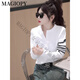 
MAGIOPY International Luxury High-end Brand Hong Kong Style Fashion Fashion Set Women's 2025 Spring Temperament Slim White Long Sleeve Top White Top + Gray Jeans S (100Jin [Jin equals 0.5 kg])