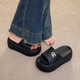 
Sandals for women in summer wear 2025 new thick-soled beach sandals Internet celebrity women casual lazy fashion flip flops black 37-38