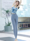Shuangxiu Chinese style yoga wear for women 2025 new sports vest, high-end and beautiful Pilates training top fitness suit, wind chime blue top + gray blue pants set S 85-100