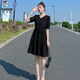 Woodpecker Small Dress Summer Women's 2025 New Age Reducing Temperament French Waist Slimming Skirt Women's Clothing Summer Black M [Suggested 100-115Jin [Jin equals 0.5 kg]]