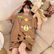 SMVP2025 Neuer Sommer-Pyjama für Frauen kurzärmelige Shorts Kapibala Anzug Casual Plus großer Cartoon Home Clothing 281# Milch Tea Bala + 693 Black Smiley Face M [Vorschlagen 70-95jin [Jin gleich 0,5 kg]]