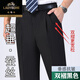 Modèle mince d'été classique de voiture de soie non en fer double pantalon plissé à double taille et taille moyenne et personnes âgées hautes taies profondes pantalons hommes droits [doubles plissés] 6621 Rich Grey Thin Model 38 (3 pieds)