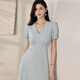 Roeyshouse Royshouse Temperament Kleid für Frauen 2025 Sommer Plaid Taille Großer Schwung mittelgroßen Rock 12182 Plaid M.