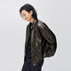 Lee Zhang Linghe's same style 25 autumn and winter new comfortable version button placket design unisex PU jacket black brown (size is too large, take one size smaller) L