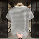 
Commander Bear 2025 short-sleeved T-shirt trendy striped men's versatile top white breathable sweat-absorbing cotton 9898 M