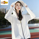 Ropa de protección solar de primera vía para mujeres en verano, sensación fría a prueba de rayos UV, ropa de protección solar de borde grande, camisa de conducción de bicicletas, M blanco