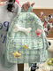 
Meipai cute plaid fresh high school student schoolbag campus art backpack travel autumn and winter travel backpack SN4873 [BDX] Green striped plaid-large plus three small stars one bone badge