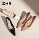 
ZHR nude high heels women's new pointed toe slim heels women's shoes French style commuting shoes BQ117G nude pink 37