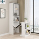 UFSAGCG Corner Pliage Biber étagère intégrée Simple Modern Student Home Desk Ordinking Bureau Écriture Bibliothèque Single Armoire + Table pliante supérieure Longueur gris foncé 1396 * 35
