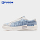 
FILAFUSION FilaFUSION Canvas Shoes Small Flavor Women's Shoes 2025 Autumn New Checked Spliced Board Shoes Quiet Gray/Milky White-QA 37.5