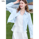 Baitu Betu Women's Clothing 2025 Autumn New Short Chaqueta corta 100% Algodón delgado Camisa casual para mujeres 2507T33 Azul M