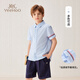 YEEHOO boys' shirts and children's clothes summer fashion breathable casual short-sleeved shirt summer new medium and large children's clothing three-color trendy blue 140