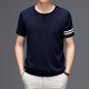 NEWMTER Kurzärärmig-T-Shirt für Männer 2025 Sommer neuer Stil mittleren und jungen Mode lässig losen runden Hals atmungsaktives lässiges T-Shirt für Männer High-End-Marine (Spotgeschwindigkeit) 3xl /56 (Spotgeschwindigkeit) [170-190jin [Jin gleich 0,5 kg]]