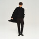 Peacebird Men's Wool Jacket Casual Cashmere Lapel Winter Medium-Length Woolen Coat Men Black 1 (Combined) 3XL