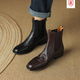 Belle-Ta Serie marca Bote Broken Code Full Cow Winde Toe Boots for Women 2025 Autumn and Winter New Style Plus Velvet Soft Sole Botas cortas Tacón grueso Single [Soft Cow Wide] 3 cm 35