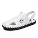 2025 Sommer Echtes Leder-Herrenbeutel-Toe Dual-Purple-Soft-Soled-Sandalen für das Fahren am Strandgeschäft High-End-Freizeitsandalen M9855 Schwarzer wasserdicht und nicht rutschend 42