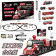Train Toy Track High Speed Rail Parking Lot Model Children Boys Electric Steam EMU Birthday New Year Gift Alloy Large Train Track + 5 Cars-2412 Rechargeable Version With Rechargeable Battery + Charger