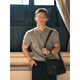 
She Manlai Henry neck high-end short-sleeved T-shirt for men in summer mouth-closing and fitness exercise muscle half-sleeved base top for men light gray XL